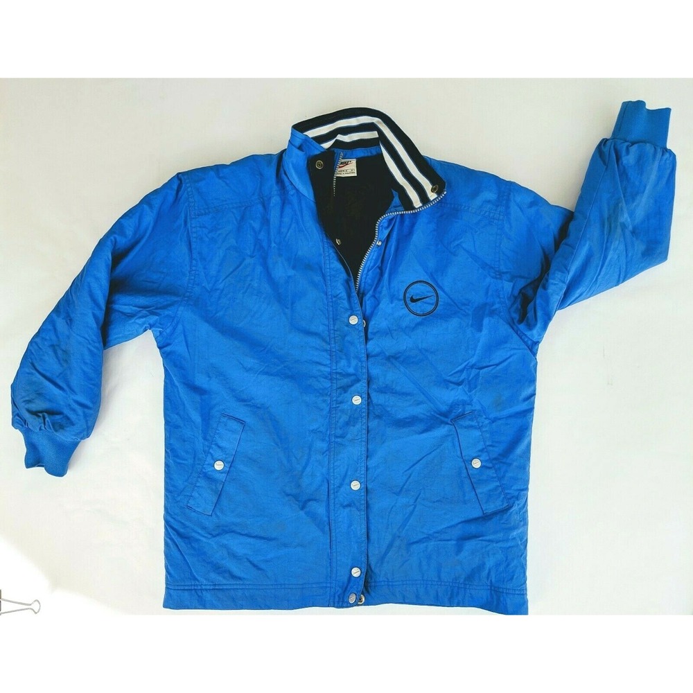 Nike Vintage 90s Spellout Swoosh Sz Medium 10-12 Puffer Jacket Blue Streetwear‎